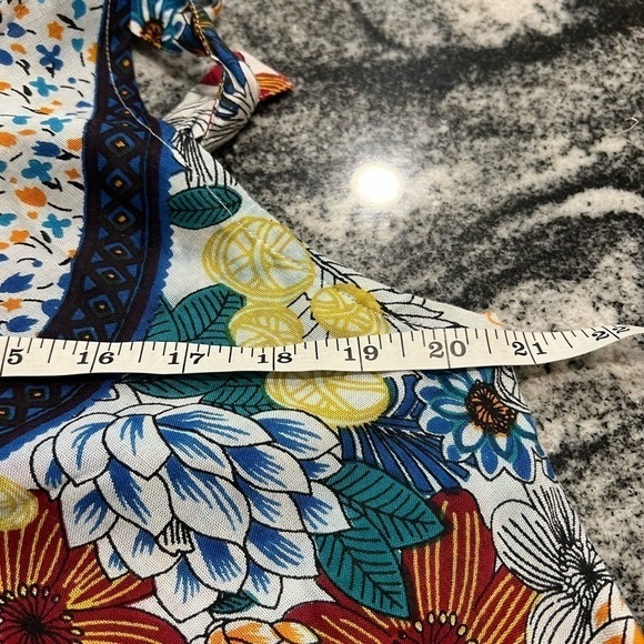 Seven Islands Rayon 1/4 Circle Multi Pattern Summer Dress With Shoulder Ties - Picture 9 of 12